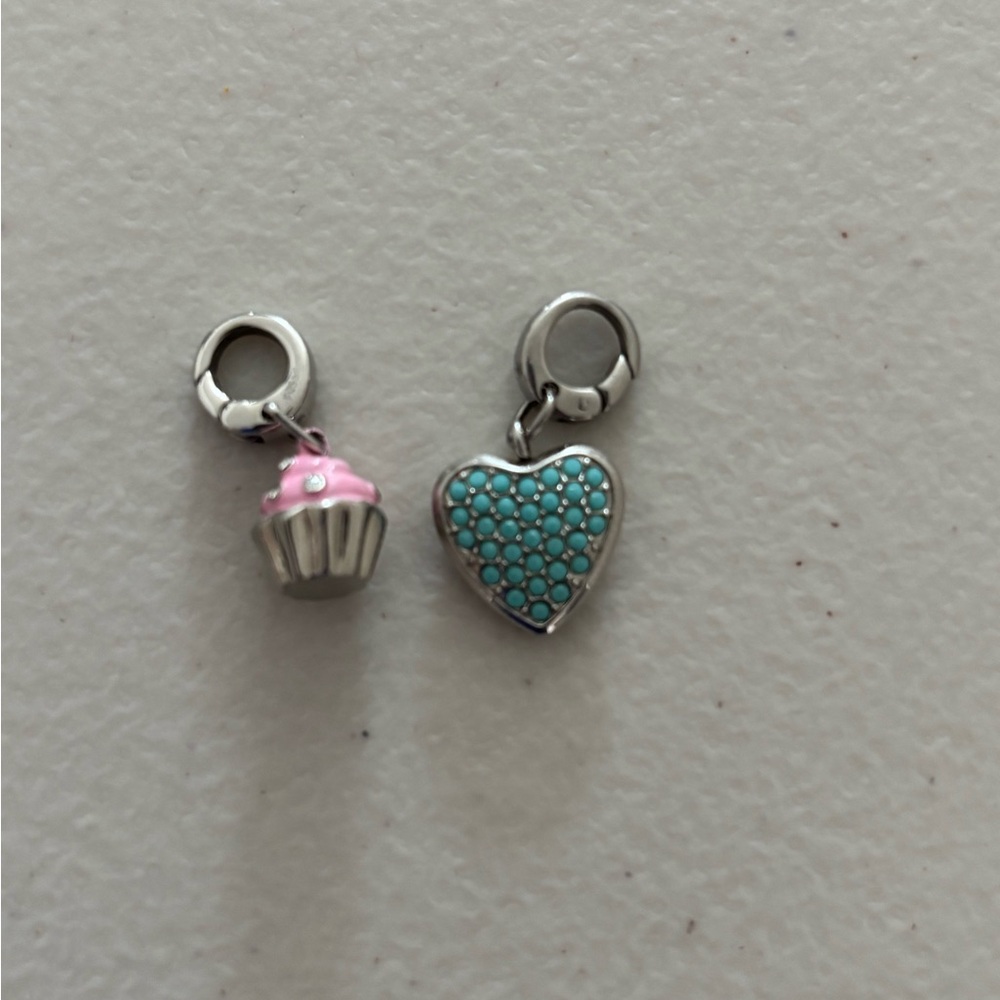 Fossil Silver Heart and Cupcake Charms